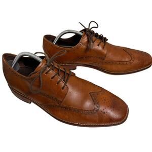 Florsheim Castellano 9.5 D Brown Cognac Wingtip Dress Shoes Men Wedding Career